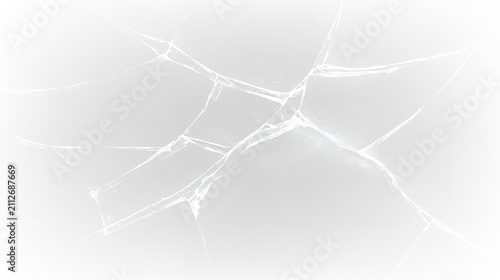 Foto Glass pieces with cracks on a transparent background showing patterns of fragmen