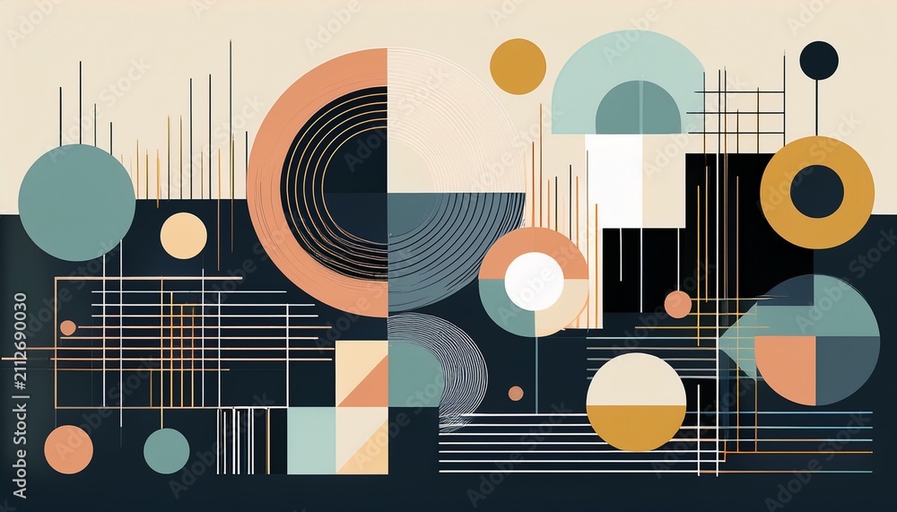 Obraz premium geometric shapes abstract composition circles squares