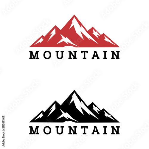 Vintage Mountain Peak Silhouette Badge Logo for Outdoor