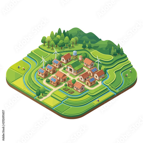 Eco friendly suburban neighborhood community.
