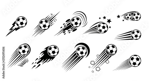 Obraz na płótnie Dynamic motion blur and speed lines illustrating soccer ball impacts and fast tr