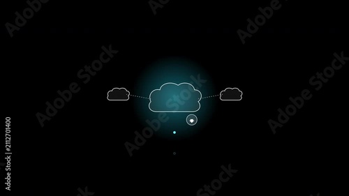 Cloud Computing Data Transfer Animation Network Topology Multi Node Cloud Style Seamless Loop
