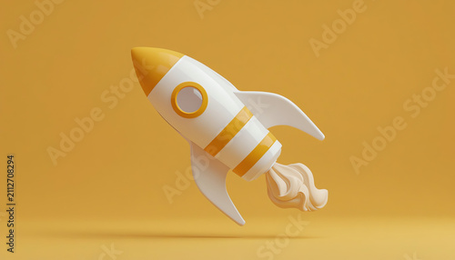 3D Render Rocket launches space ship 3D illustration Design