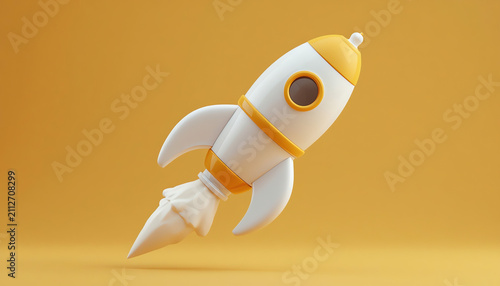3D Render Rocket launches space ship 3D illustration Design