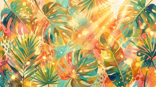 Tropical leaves background in a lush botanical pattern for summer and nature design