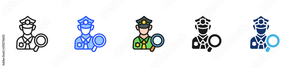 Obraz premium Police Search Icon Collection With Multiple Styles