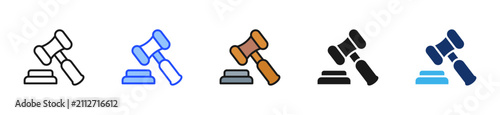 Fotografi Law Gavel Icon Collection With Multiple Styles