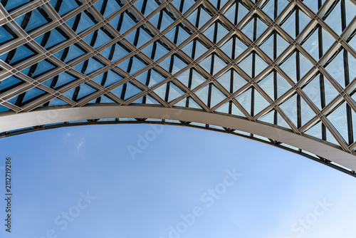 Modern glass and metal architectural design detail