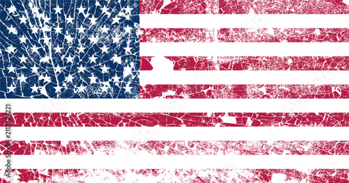 Photography A striking and intensely textured rendition of the American flag where the navy