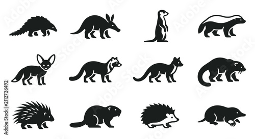 фотографія Collection of various wild animals in silhouette form showcasing diverse wildlife species