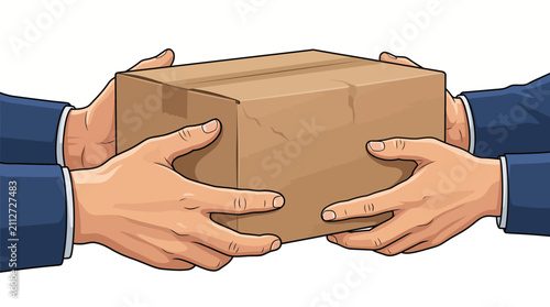 Business Hands Exchanging Parcel Vector Illustration