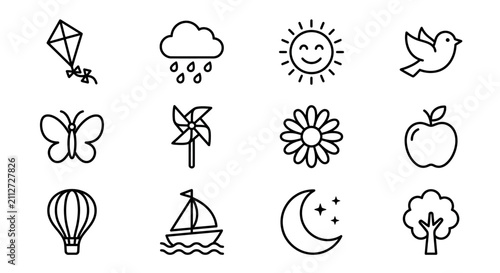 Weather, Nature, and Travel Icons Set