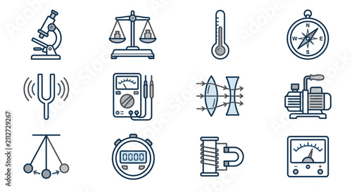 Science and Education Icons: Physics Equipment Collection