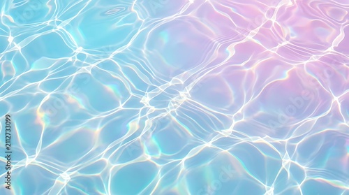 Abstract iridescent pastel water ripples with shimmering light caustics