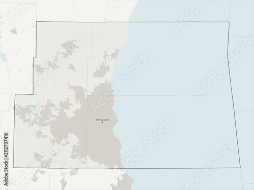Fotografi Milwaukee-Waukesha metropolitan area vector map with county boundaries, urban fo
