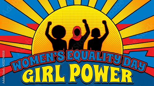Women's Equality Day girl power empowerment poster illustration.