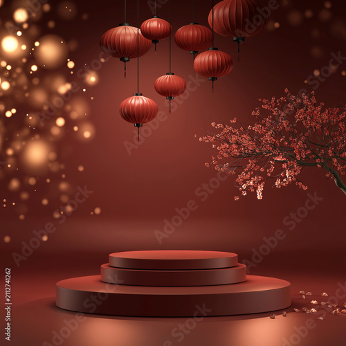 Elegant Asian Lantern Product Stage