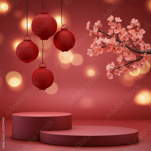 Elegant Asian Lantern Product Stage