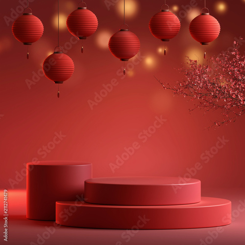Elegant Asian Lantern Product Stage