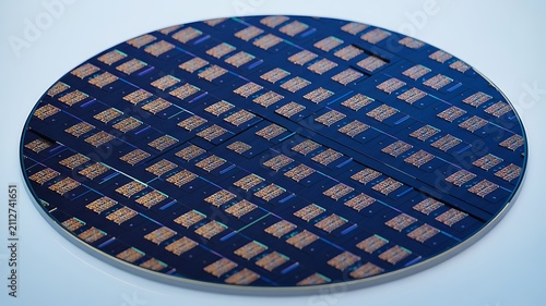 blue silicon wafer for manufacturing semiconductor of integrated circuit.Electronic circuit designs have been built onto the wafers using micromaching including photolithography  