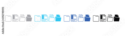 Set of file folder and document icons for digital file management and office organization systems with document management organization business computer collection information