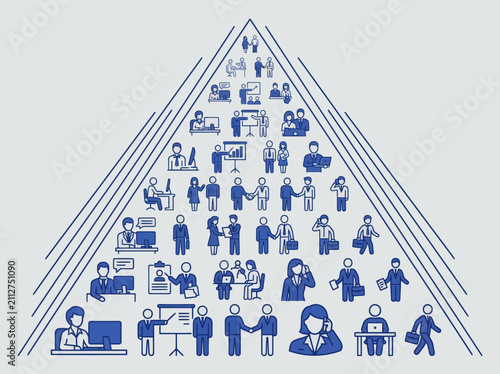 Business people working in office environment icons pattern on light background
