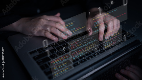 Cuadro en lienzo Unsecure and buggy programming code filled with errors and strange logic