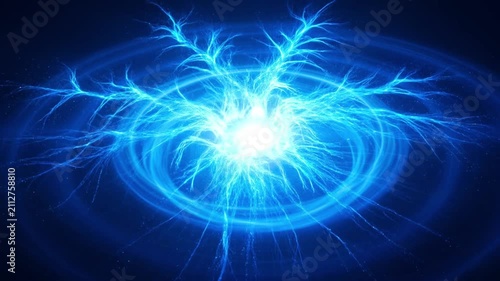 Glowing Energy Burst With Blue Light Rays And Circular Motion In Space Background For Sci Fi Effects video clip