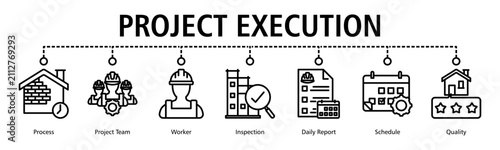 Project Execution Web Banner web banner icon vector illustration
