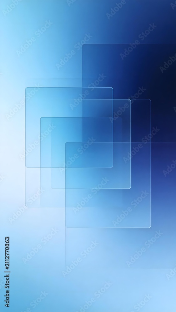 Fototapeta premium Abstract blue gradient background with overlapping translucent square layers
