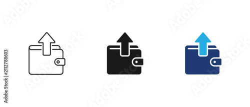 Принти на полотні Wallet transfer icon, money outflow cash upward arrow symbol, expense withdrawal sign