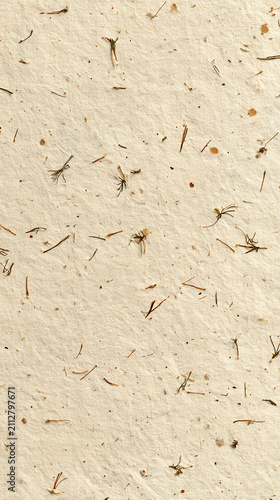 Beige Recycled Handmade Paper Texture With Organic Fiber Flecks And Rough Surface