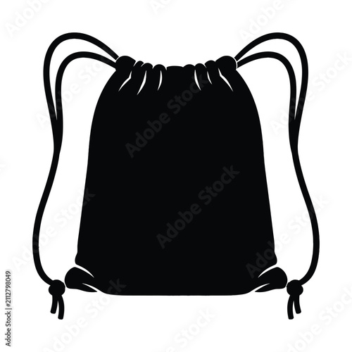 Black drawstring bag silhouette