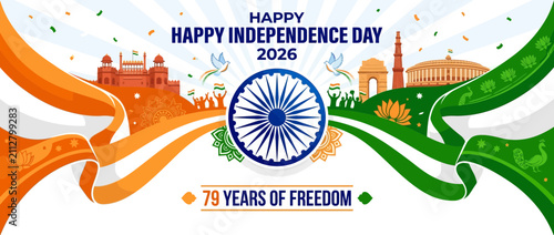 Happy Independence Day 2026 India Celebration Flag Banner
