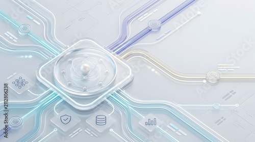Quantum computing network structure in clean white interface symbolizing advanced scientific research and data transparency