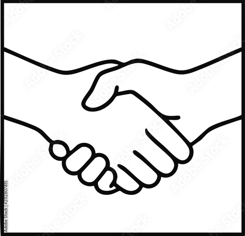 Minimalist handshake line art icon, business partnership and agreement symbol, professional deal and collaboration vector illustration in EPS format