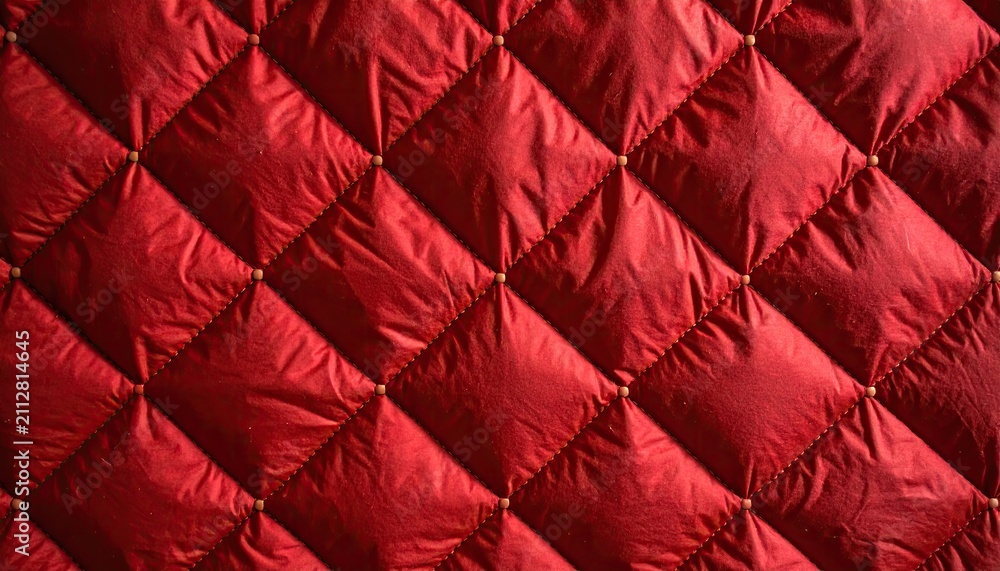 Obraz premium Closeup of Red Quilted Fabric with Diamond Pattern