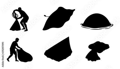 Obraz na plátne Environmental Cleanup Icons, Recycling and Waste Management Silhouettes, Polluti