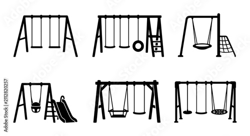 Canvastavla Playground Swings Set, Outdoor Recreation Equipment, Children's Park Fun, Vector