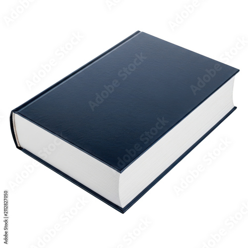 Dark navy hardcover book isolated on transparent background