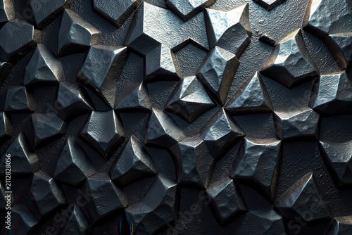 Dark Metallic Abstract Polygonal Texture A Seamless Pattern of Interlocking Geometric Shapes