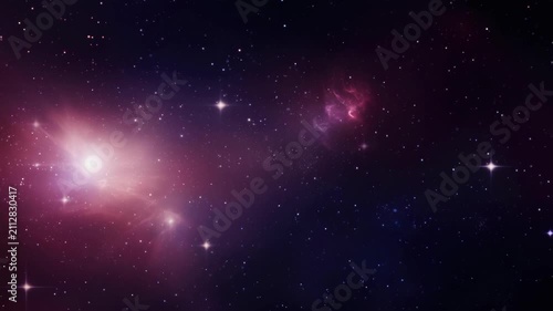 Cosmic Wonder: A vibrant nebula glows with brilliant pink and purple hues, set against a backdrop of countless stars, invoking a sense of awe and the vastness of the universe.