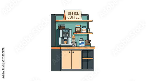 Office Coffee Station with Machine and Supplies