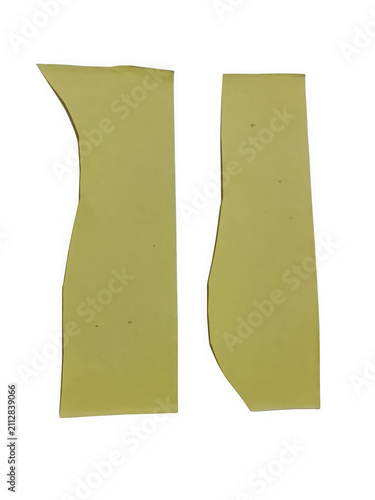 Two yellow paper shapes isolated on a professional transparent background