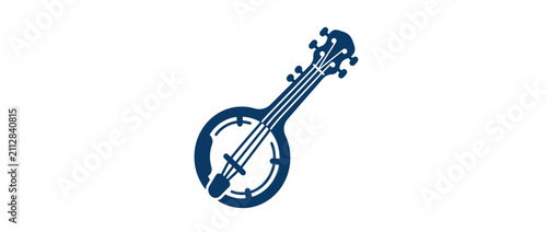 Картината върху платно Blue Banjo Icon on White Background