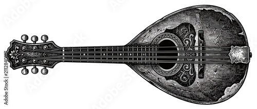 Fotografía Vintage Stringed Musical Instrument Illustration