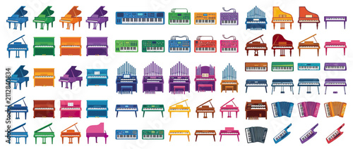фотографія Collection of Colorful Musical Keyboard Instruments and Pianos