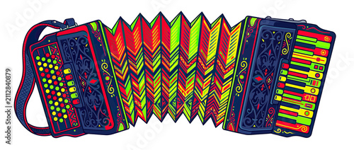 Foto Colorful Accordion Musical Instrument Illustration