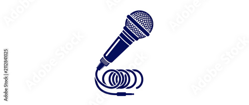 Retro microphone with coiled cable and plug