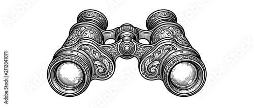 Konstfotografi Vintage Binoculars Illustration with Ornate Detailing